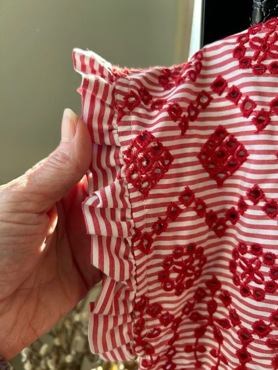 Zara Striped Eyelet Boxy Style Top - Picture 5 of 15